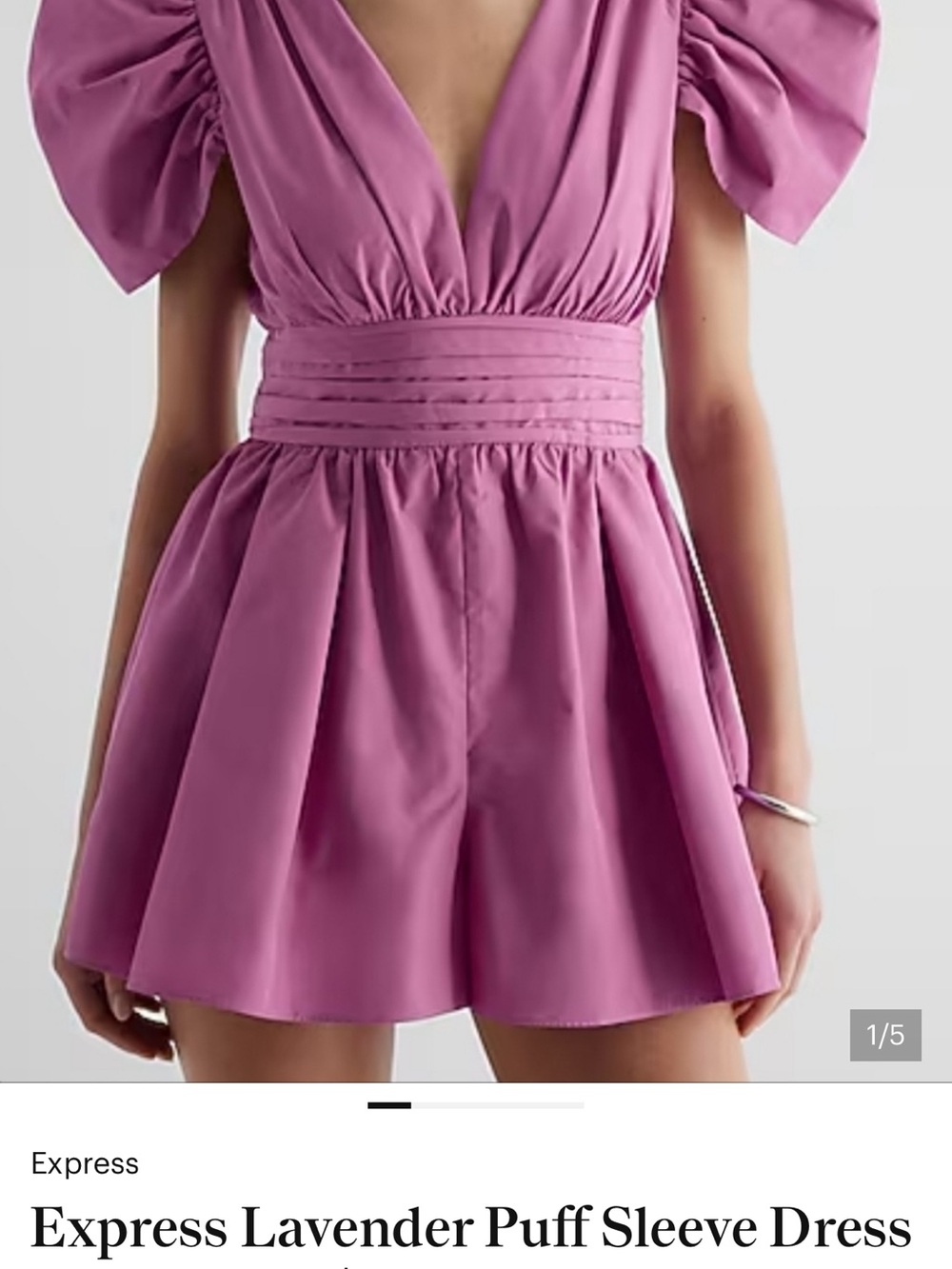 Express Pink Lavender Puff-Sleeve Romper